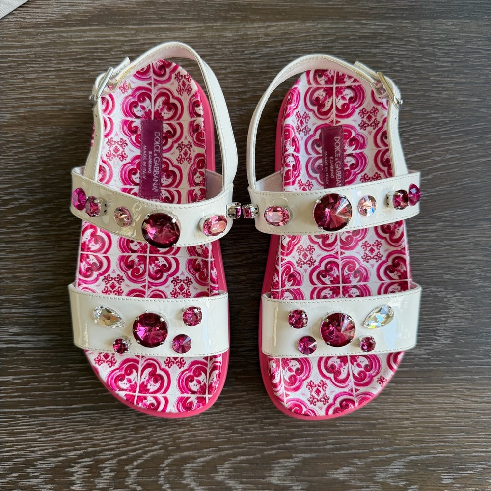 Dolce & Gabbana Girl’s Fusia Jeweled Sandals